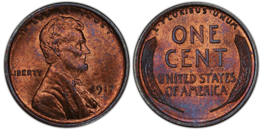 1917 Lincoln Wheat Penny obverse and reverse showing Abraham Lincoln portrait and wheat stalks